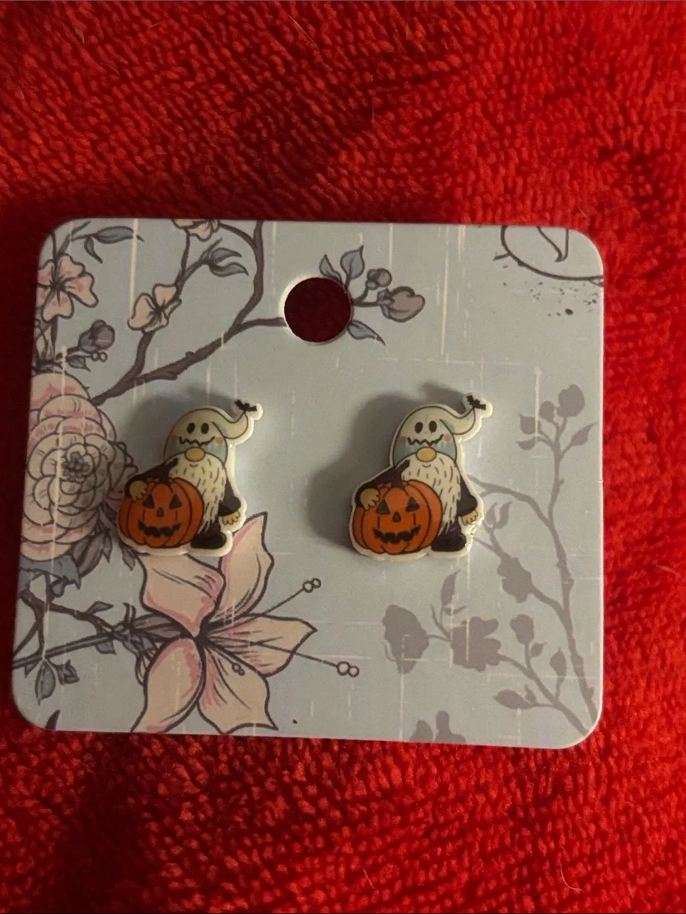 Halloween Ghost and Pumpkin Stud Earrings - White & Orange